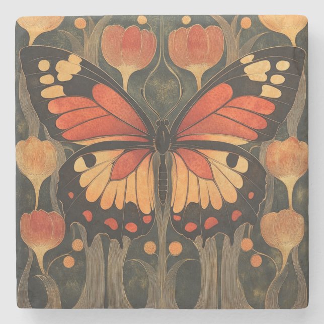 Dessous-de-verre En Pierre Papillon monarque (Devant)