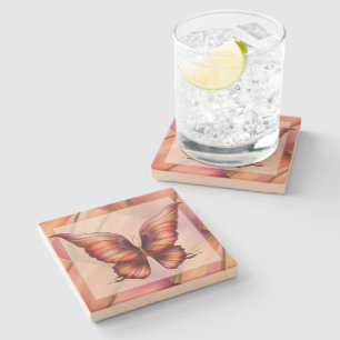 Dessous-de-verre En Pierre Papillon orange