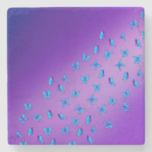 Dessous-de-verre En Pierre Papillons bleus enchantés violet
