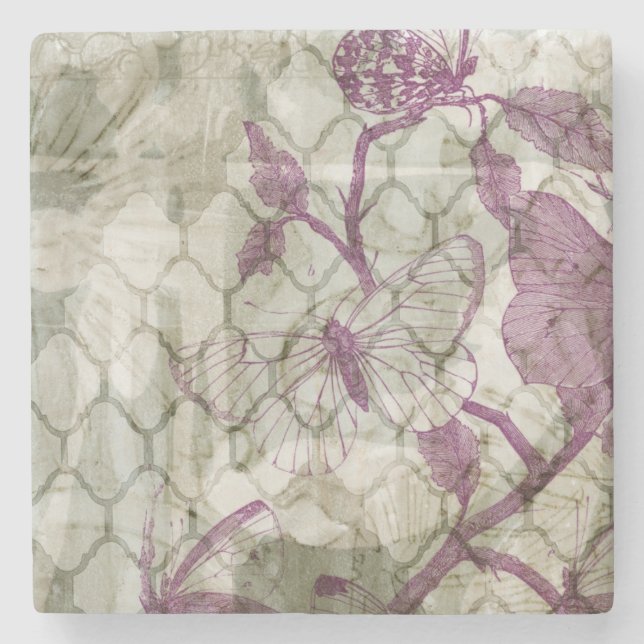 Dessous-de-verre En Pierre Papillons d'arabesque IV (Devant)