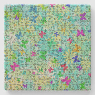 Dessous-de-verre En Pierre Papillons et marguerites-colorés par STaylor