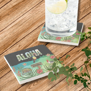 Dessous-de-verre En Pierre Paradis Tropical Aloha Personnalisable
