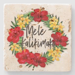 Dessous-de-verre En Pierre Paradis Tropical Hawaiian Holiday Wreath