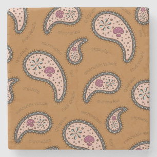 Dessous-de-verre En Pierre Paramecia Paisley Biologie Personnalisable Brun