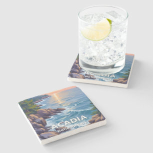 Dessous-de-verre En Pierre Parc national d'Acadia   Peinture de voyage de l'a