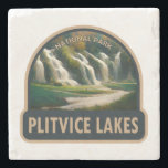 Dessous-de-verre En Pierre Parc national des Lacs Plitvice Croatie Aquarelle<br><div class="desc">Conception de l'aquarelle de Plitvice Lakes. Le parc a été fondé en 1949 et se trouve dans la zone karstique montagneuse du centre de la Croatie,  à la frontière avec la Bosnie-Herzégovine.</div>