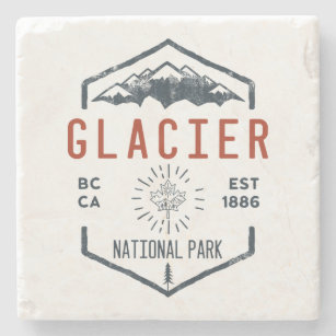 Dessous-de-verre En Pierre Parc national du Glacier Canada Vintage en détress
