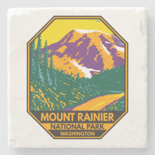 Dessous-de-verre En Pierre Parc national du Mont Rainier Washington Retro
