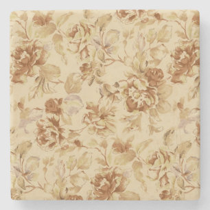 Dessous-de-verre En Pierre Parchemin brûlé vieux par motif de fleurs de cru