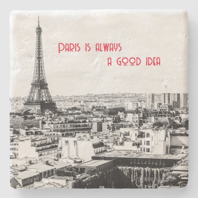 Dessous-de-verre En Pierre Paris Dessous de verre thématiques en noir et blan (Devant)