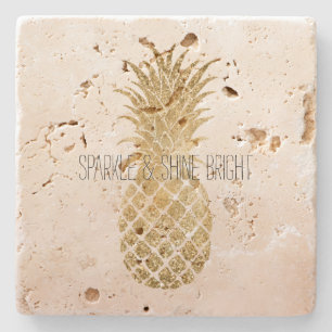 Dessous-de-verre En Pierre Parties scintillant Crème de Pêche Glitzy ananas