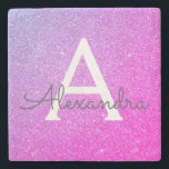 Dessous-de-verre En Pierre Parties scintillant rose violet et monogramme étin<br><div class="desc">Parties scintillant rose et violet Faux et tuile en pierre étincelante. Ces Carreaux de pierre peuvent être customisés pour inclure votre nom initial et prénom.</div>
