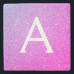 Dessous-de-verre En Pierre Parties scintillant rose violet et monogramme étin<br><div class="desc">Parties scintillant rose et violet Faux et tuile en pierre étincelante. Ces Carreaux de pierre peuvent être customisés pour inclure votre nom initial et prénom.</div>