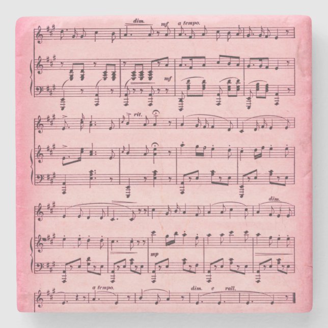 Dessous-de-verre En Pierre Partition de musique rose (Devant)
