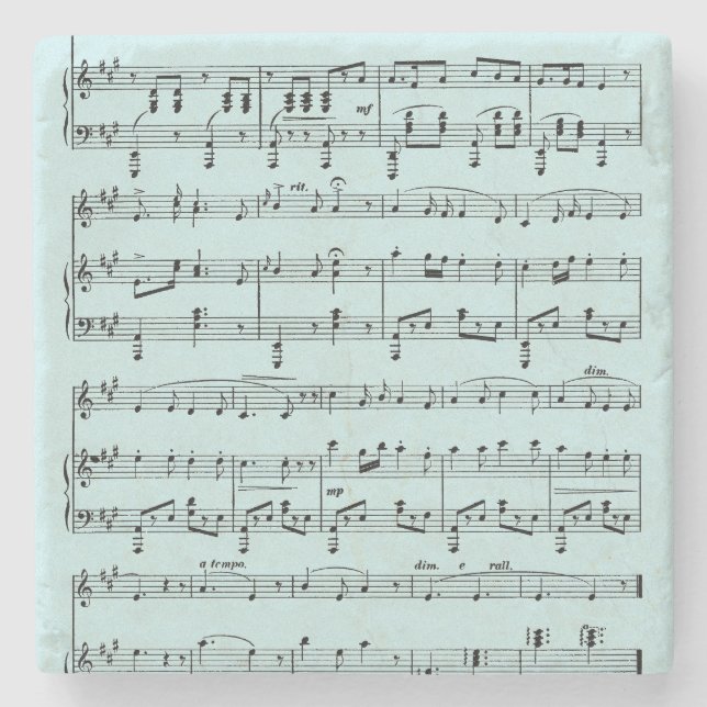 Dessous-de-verre En Pierre Partition musicale bleue (Devant)