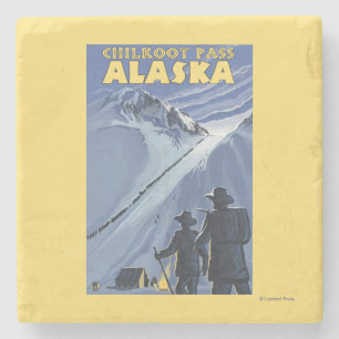 Dessous-de-verre En Pierre Passage de Chilkoot, mineurs d'or de l'Alaska