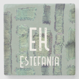Dessous-de-verre En Pierre pastel vert sauge olive abstrait monogramme modern