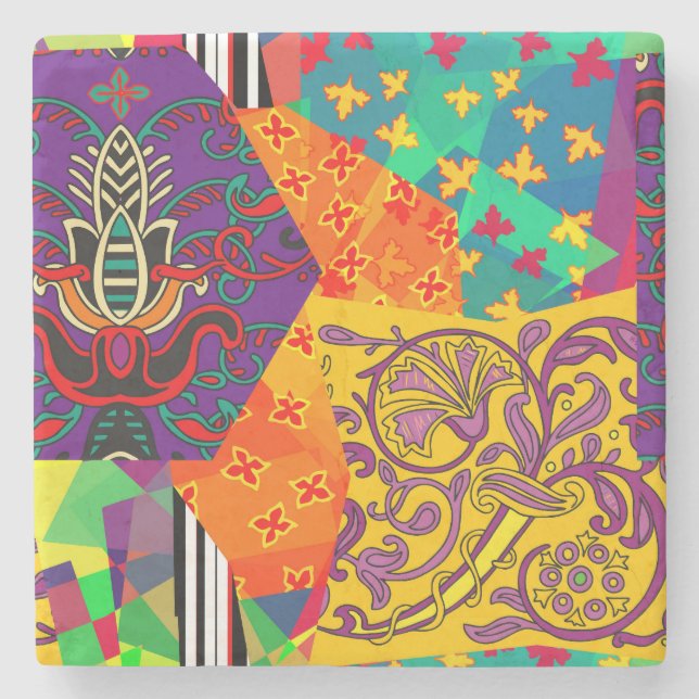 Dessous-de-verre En Pierre Patchwork indien turc festier Mandala (Devant)