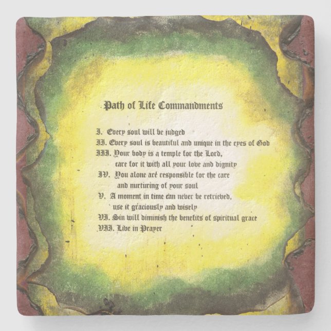 Dessous-de-verre En Pierre Path of Life Commandments (Devant)