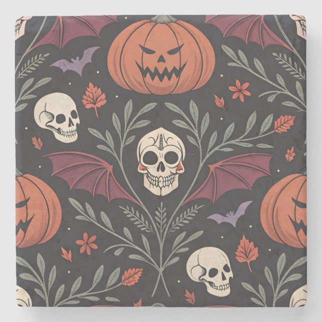 Dessous-de-verre En Pierre Pattern d'Halloween (Devant)
