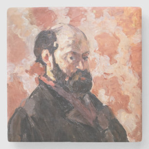 Dessous-de-verre En Pierre Paul Cezanne - Autoportrait avec fond rose