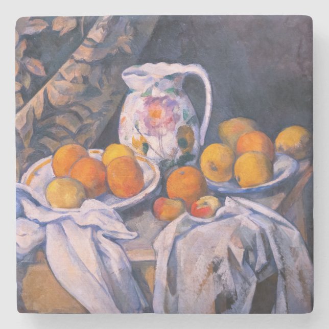 Dessous-de-verre En Pierre Paul Cezanne - La vie morte avec un rideau (Devant)