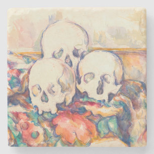 Dessous-de-verre En Pierre Paul Cezanne - Les Trois Crânes Aquarelle