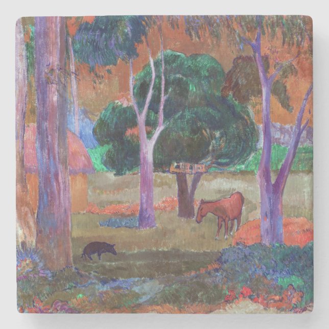 Dessous-de-verre En Pierre Paul Gauguin - Paysage avec un cochon et un cheval (Devant)