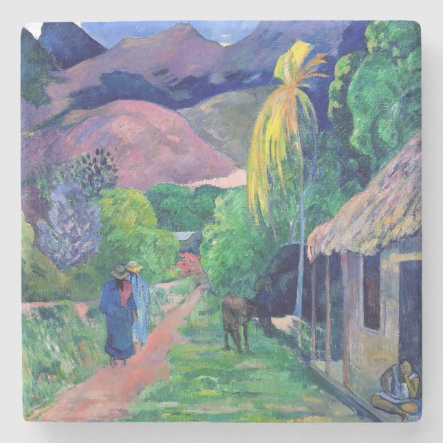 Dessous-de-verre En Pierre Paul Gauguin - Rue à Tahiti (Devant)