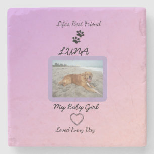 Dessous-de-verre En Pierre Pawprint Heart Pet Joie