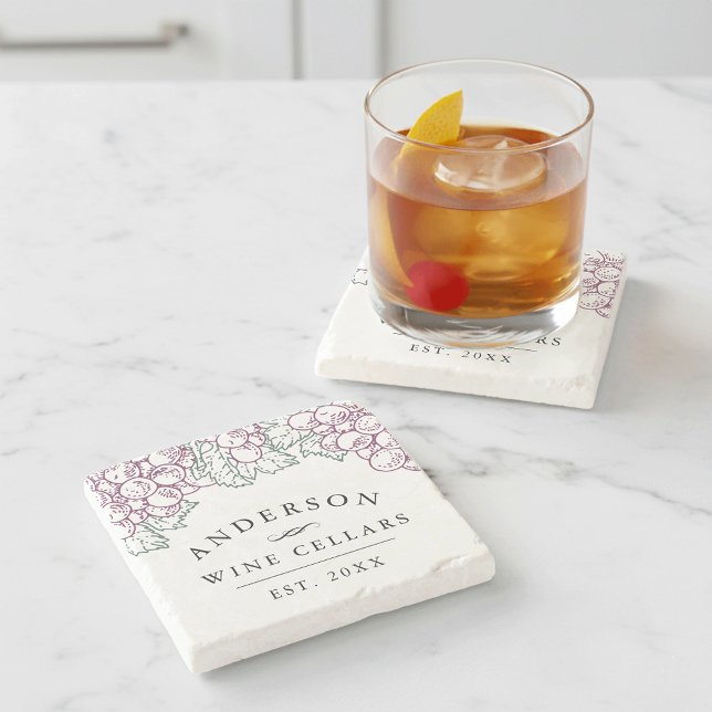 Dessous-de-verre En Pierre Pays du vin | Cave à vin maison personnalisée (Créateur téléchargé)