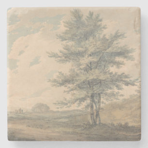 Dessous-de-verre En Pierre Paysage avec arbres et figures - Joseph Mallord
