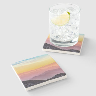 Dessous-de-verre En Pierre Paysage de montagne au coucher du soleil