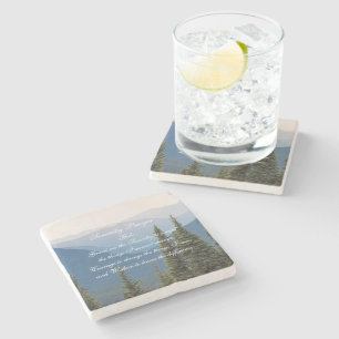 Dessous-de-verre En Pierre Paysage des Montagnes brumeuses Prière de sérénité