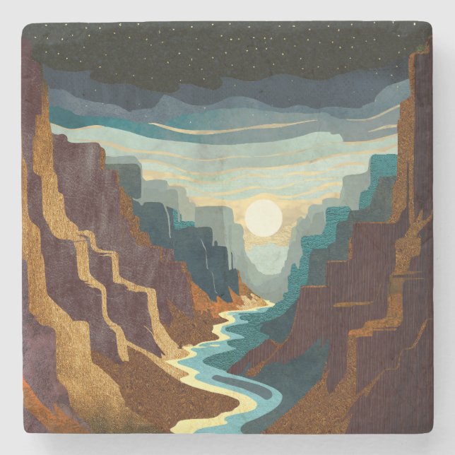 Dessous-de-verre En Pierre Paysage du Canyon Sunset (Devant)