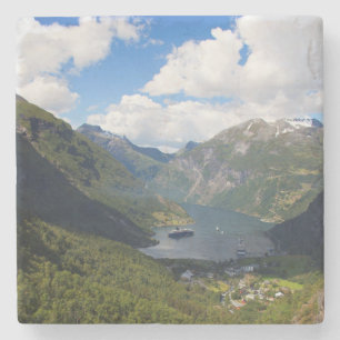 Dessous-de-verre En Pierre Paysage du fjord de Geiranger, Norvège