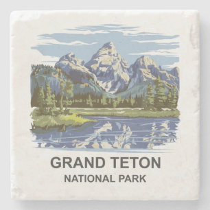 Dessous-de-verre En Pierre Paysage du parc national de Grand Teton