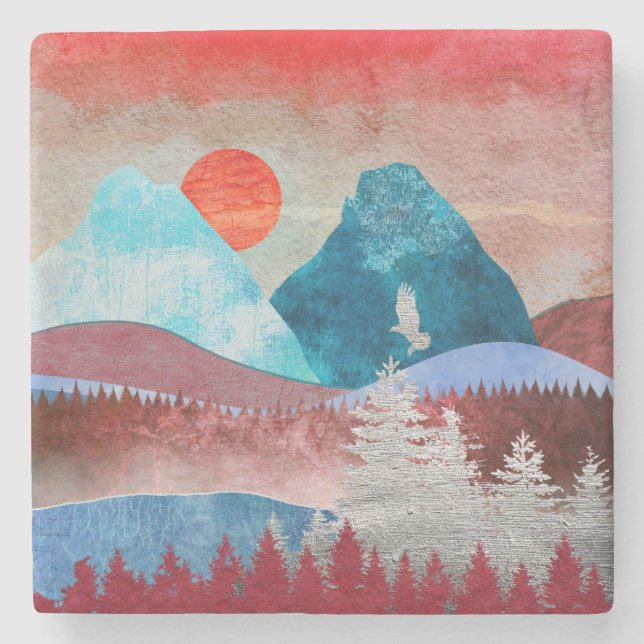 Dessous-de-verre En Pierre Paysage Silver Eagle (Devant)