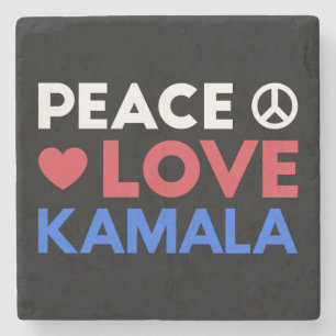 Dessous-de-verre En Pierre Peace Love Kamala I - Kamala Harris Pour Président