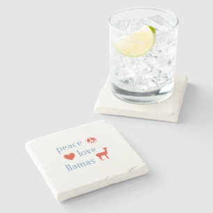 Dessous-de-verre En Pierre Peace Love Llamas Peace Sign Heart and Llama