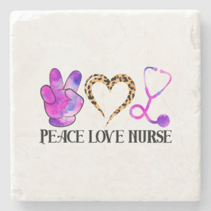 Dessous-de-verre En Pierre Peace Love Nurse - Cute Nurse Design