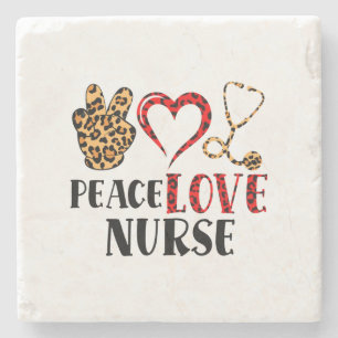 Dessous-de-verre En Pierre Peace Love Nurse - Cute Nurse Design (2)