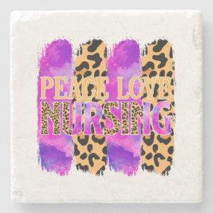 Dessous-de-verre En Pierre Peace Love Nursing - Cute Nurse Design (2)