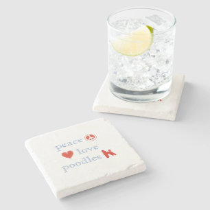 Dessous-de-verre En Pierre Peace Love Poodles Pierre Boire Dessous de verre