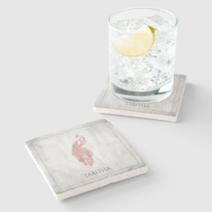 Dessous-de-verre En Pierre Peacock rose élégant Dessous de verre de pierre pe