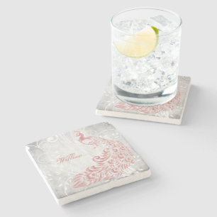 Dessous-de-verre En Pierre Peacock rose Personnalisé
