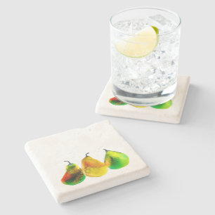 Dessous-de-verre En Pierre Pear art mignon aquarelle fruit pierre dessous de