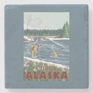 Dessous-de-verre En Pierre Pêcheur de mouche - cari, Alaska