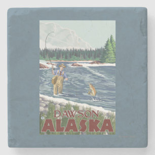 Dessous-de-verre En Pierre Pêcheur de mouche - Dawson, Alaska