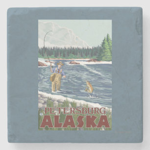 Dessous-de-verre En Pierre Pêcheur de mouche - Pétersbourg, Alaska